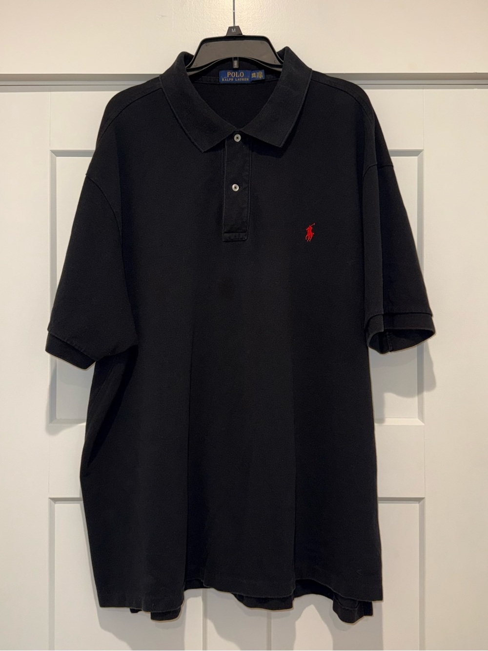 Polo Ralph Lauren Mens 3XB Big & Tall Black Solid Cotton Polo SS Logo